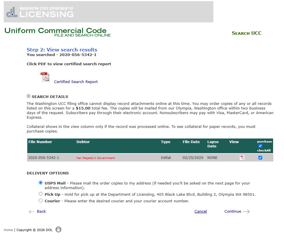 View the certified search result